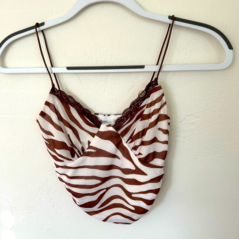 Princess Polly brown zebra crop top